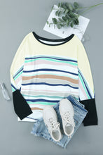 Load image into Gallery viewer, Multicolor Striped Color Block Loose Fit Long Sleeve Top
