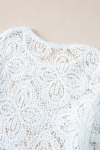 将图片加载到图库查看器，Oatmeal Bohemian Macrame Lace Crochet Half Sleeve Blouse
