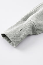 将图片加载到图库查看器，Gray Fleece Lined Zip Up Stand Collar Thumbhole Sleeve Sweatshirt
