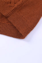 将图片加载到图库查看器，Brown Open Front Woven Texture Knitted Cardigan with Pockets
