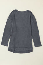 将图片加载到图库查看器，Gray Waffle Knit High Slits Oversized Top
