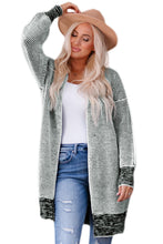 Cargar imagen en el visor de la galería, Gray Plaid Knitted Long Open Front Cardigan
