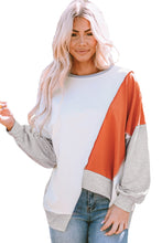 Load image into Gallery viewer, Khaki Colorblock Stitching Irregular Hem Long Sleeve Top
