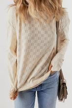 将图片加载到图库查看器，Beige Solid Textured Thumbhole Sleeve Top
