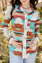 Load image into Gallery viewer, Multicolor Aztec Print Buttoned Pocket Chest Long Sleeve Shirt
