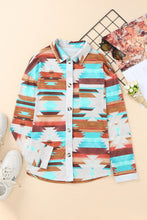 Load image into Gallery viewer, Multicolor Aztec Print Buttoned Pocket Chest Long Sleeve Shirt
