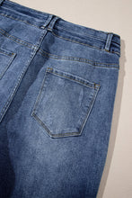 Load image into Gallery viewer, Sky Blue Button Fly Ripped High Waist Flare Jeans
