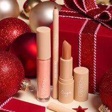 Load image into Gallery viewer, The secret ingredient in our Warm Wishes Lip Trio is Spice Cocoa, Ginger, and Caramel Brûlée👩‍🍳 🥧   🤎&quot;Ginger Lipstick&quot; - a nude brown lipstick with a light caramel undertone ✨Pigmented matte formula ✨Smooth easy application ✨Long Lasting. The best price, deal and quality w/ Bonitawholesale.com
