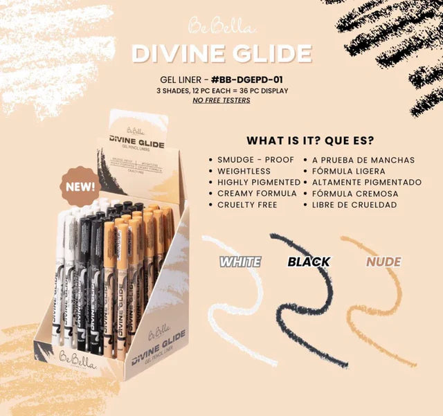 BE BELLA- DIVINE GLIDE- GEL PENCIL LINERS- 36PCS
