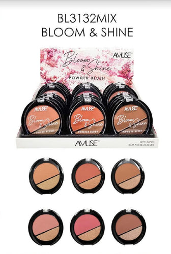 Enhance your natural beauty with AMUSE's BLOOM AND SHINE POWDER BLUSH. With 24 different shades, this versatile blush can create any look you desire. Achieve a healthy, radiant glow with this essential makeup item. the best price and deal w/ Bonitawholesale.com
