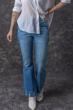 Load image into Gallery viewer, Sky Blue Slight Distressed Medium Wash Flare Jeans
