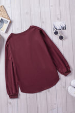 Load image into Gallery viewer, Wine Buttoned V Neck Cotton Loose Fit Top
