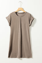 将图片加载到图库查看器，Light French Beige Center Seam Rolled Cuffs T-shirt Dress
