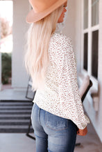 将图片加载到图库查看器，Leopard Crew Neck Long Sleeve Blouse
