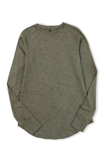 将图片加载到图库查看器，Green Solid Crew Neck Long Sleeve Top
