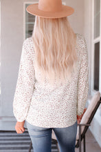 将图片加载到图库查看器，Leopard Crew Neck Long Sleeve Blouse
