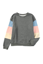 将图片加载到图库查看器，Gray Colorblock Long Sleeve Pullover Sweatshirt
