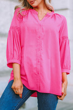 Load image into Gallery viewer, Pink 3/4 Sleeves Dotted Print Loose Shirt
