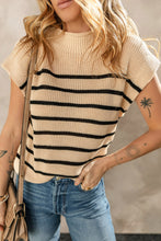 Load image into Gallery viewer, Parchment Striped Ribbed Knit High Neck Sweater
