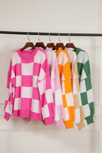 Load image into Gallery viewer, Khaki Checkered Bishop Sleeve Sweater
