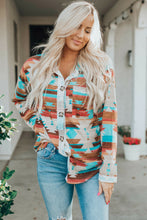 Load image into Gallery viewer, Multicolor Aztec Print Buttoned Pocket Chest Long Sleeve Shirt
