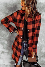 将图片加载到图库查看器，Brown Turn-down Collar Plaid Shirt Coat
