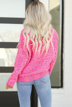 将图片加载到图库查看器，Dark Pink Colorful Spots Knitted V Neck Casual Sweater
