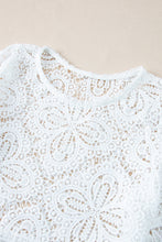 将图片加载到图库查看器，Oatmeal Bohemian Macrame Lace Crochet Half Sleeve Blouse
