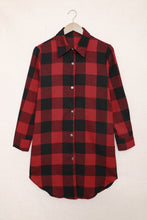 将图片加载到图库查看器，Brown Turn-down Collar Plaid Shirt Coat
