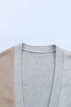 将图片加载到图库查看器，Gray Colorblock Pocketed Cardigan with Ribbed Trim
