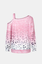 Load image into Gallery viewer, Pink Leopard Patchwork One Shoulder Long Sleeve Top
