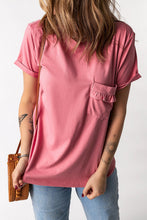 将图片加载到图库查看器，Frilled Pocket O-neck Short Sleeve T Shirt
