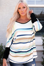 Load image into Gallery viewer, Multicolor Striped Color Block Loose Fit Long Sleeve Top
