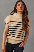 Load image into Gallery viewer, Parchment Striped Ribbed Knit High Neck Sweater
