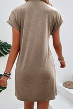 将图片加载到图库查看器，Light French Beige Center Seam Rolled Cuffs T-shirt Dress
