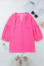 Load image into Gallery viewer, Pink 3/4 Sleeves Dotted Print Loose Shirt
