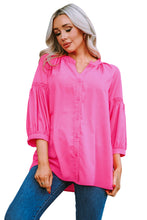 Load image into Gallery viewer, Pink 3/4 Sleeves Dotted Print Loose Shirt
