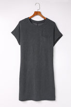 将图片加载到图库查看器，Blue Striped Ribbed Knit T-shirt Shift Dress
