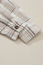 将图片加载到图库查看器，Khaki Plaid Removable Hood Buttoned Shacket
