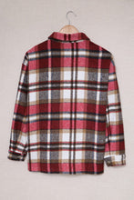 将图片加载到图库查看器，Geometric Plaid Print Pocketed Shacket
