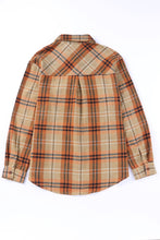 Load image into Gallery viewer, Orange Plaid Pocket Buttoned Long Sleeve Shirt
