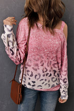 Load image into Gallery viewer, Pink Leopard Patchwork One Shoulder Long Sleeve Top
