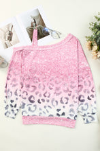 Load image into Gallery viewer, Pink Leopard Patchwork One Shoulder Long Sleeve Top
