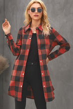 将图片加载到图库查看器，Brown Turn-down Collar Plaid Shirt Coat
