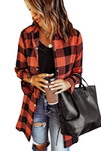 将图片加载到图库查看器，Brown Turn-down Collar Plaid Shirt Coat
