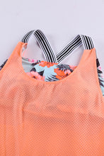 将图片加载到图库查看器，Orange Printed Splicing Racerback Tankini
