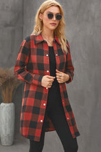 将图片加载到图库查看器，Brown Turn-down Collar Plaid Shirt Coat
