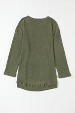 将图片加载到图库查看器，Gray Waffle Knit High Slits Oversized Top
