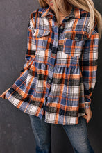 Load image into Gallery viewer, Multicolor Plaid Button Down Ruffled Shirt Jacket
