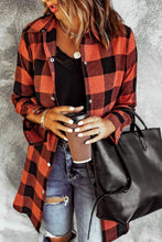 将图片加载到图库查看器，Brown Turn-down Collar Plaid Shirt Coat
